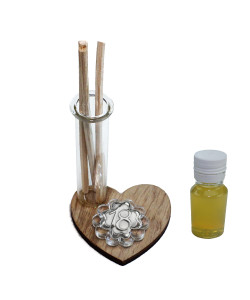 Profumatore in legno con Cuore Blasone in Cristallo Quadrifoglio Festa 18 Anni Diciottesimo Compleanno Diffusore Ambienti