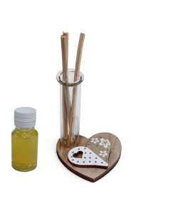 Profumatore in legno con Cuore Cuoricino Bianco Nozze Comunione Nascita Compleanno Diffusore Ambienti