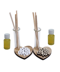 Profumatore in legno con Cuore legno Albero della Vita Life Tree Comunione Nozze Matrimonio Diffusore Ambienti