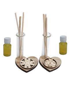 Profumatore in legno con Cuore legno Coccinella Quadrifoglio Portafortuna Nozze Comunione Battesimo Diffusore Ambienti