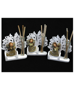 Profumatore in Vetro Albero della Vita con Angelo Angioletto Campana Fiore Quadrifoglio Natale Nascita Battesimo Comunione Diffusore Profumo 