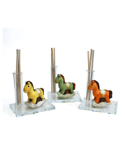 Profumatore in vetro Cavallo Cavalluccio a Dondolo Comunione Compleanno Battesimo Diffusore Profumo Ambienti