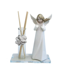 Profumatore in vetro con Angelo Angioletto Puttino Bimba in Porcellana Quadrifoglio Calice della Prima Comunione Diffusore Profumo Ambienti