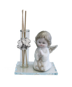 Profumatore in vetro con Angelo Angioletto Puttino Porcellana Quadrifoglio Santa Cresima Diffusore Profumo Ambienti