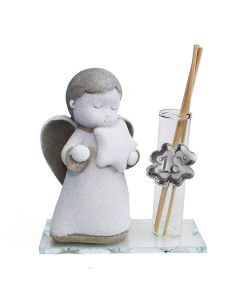 Profumatore in vetro con Angelo Angioletto Puttino Quadrifoglio Festa 18 Anni Diciottesimo Compleanno Diffusore Profumo Ambienti