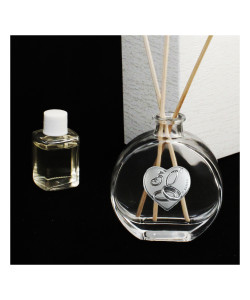 Profumatore in Vetro con Cuore Coppia Fedi Nuziali 50 Anniversario D'oro Cinquantesimo Diffusore per Ambienti Profumo