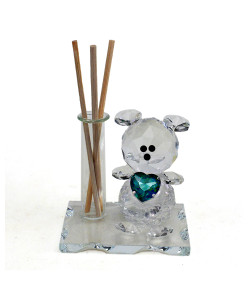 Profumatore in Vetro con Orso Orsetto Cuore in Cristallo Nascita Battesimo Diffusore Profumo