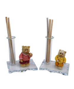 Profumatore in Vetro con Orso Orsetto Femminuccia con Maglioncino Nascita Battesimo Diffusore Profumo 