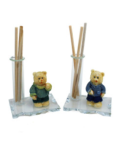 Profumatore in Vetro con Orso Orsetto Maschio con Maglioncino Nascita Battesimo Diffusore Profumo 