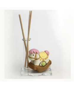 Profumatore in vetro e Resina Cavallo Cavalluccio a Dondolo Bimba Femminuccia Battesimo Comunione Diffusore Profumo Ambienti