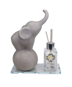 Profumatore in vetro Elefante Elefantino su Palla Porcellana Quadrifoglio 50 Anniversario Nozze D'oro Cinquantesimo Compleanno Diffusore