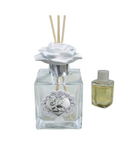 Profumatore in Vetro Fiore e Icona Albero della Vita Life Tree Cuore Fedi 50 Anniversario D'oro Cinquantesimo Nozze Matrimonio Diffusore Ambienti