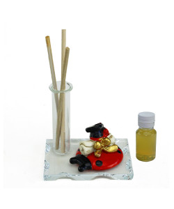 Profumatore in vetro Laurea Coccinella Portafortuna Pergamena Diffusore Profumo Ambienti