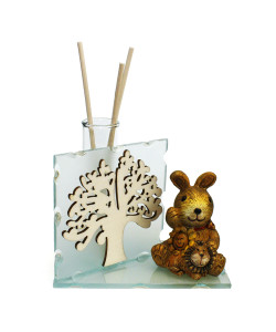 Profumatore in Vetro Soffiato Albero della Vita con Animali Animaletti Leone Elefante Coniglio Gatto Battesimo Diffusore Profumo 