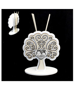 Profumatore Moderno in Legno Bianco con Cuore Albero della Vita Angeli Angioletti Puttini Matrimonio Anniversario Shabby Chic Diffusore Profumo