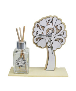 Profumatore Orologio con Albero della Vita legno Panna Quadrifoglio 30 Anniversario Nozze Trentesimo Compleanno Diffusore di profumo