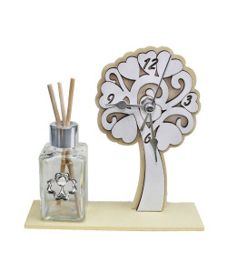 Profumatore Orologio con Albero della Vita legno Panna Quadrifoglio Calice della Prima Comunione Diffusore di profumo