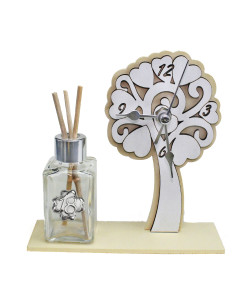 Profumatore Orologio con Albero della Vita legno Panna Quadrifoglio Festa 18 Anni Diciottesimo Compleanno Diffusore di profumo