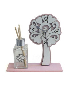 Profumatore Orologio con Albero della Vita legno Rosa Quadrifoglio 40 Anniversario Nozze Quarantesimo Compleanno Diffusore di profumo