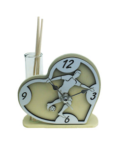 Profumatore Orologio Cuore con Calciatore Giocatore Calcio Football in legno Diffusore Profumo