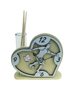 Profumatore Orologio Cuore con Calciatore Giocatore Calcio Football in legno Quadrifoglio 40 Compleanno Diffusore Profumo