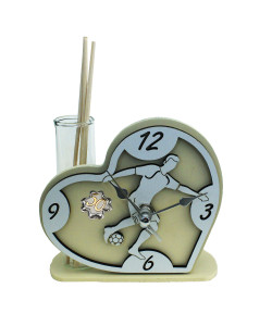 Profumatore Orologio Cuore con Calciatore Giocatore Calcio Football in legno Quadrifoglio 50 Compleanno Diffusore Profumo
