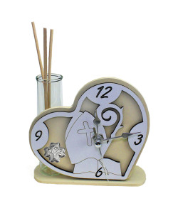 Profumatore Orologio Cuore con Cappello e Bastone Vescovile in legno Quadrifoglio Albero della Vita Diffusore Profumo