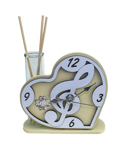 Profumatore Orologio Cuore con Chiave di Violino Sol in legno Quadrifoglio Santa Cresima Diffusore Profumo