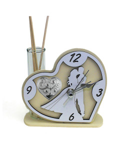 Profumatore Orologio Cuore con Coppia Sposi in legno Albero della Vita per Nozze Diffusore Profumo