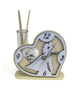 Profumatore Orologio Cuore con Coppia Sposi in legno Coppia Fedi 50 Anniversario D'oro Cinquantesimo Nozze Matrimonio Diffusore Profumo