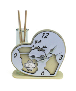 Profumatore Orologio Cuore con Mappamondo Mondo in legno Quadrifoglio Cappello Tocco Laurea Studente Libri Diffusore Profumo
