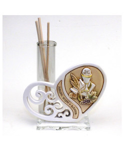 Profumatore Portafiori in vetro con Cuore Vite Grappolo d'Uva e Calice della Prima Comunione Diffusore Ambienti