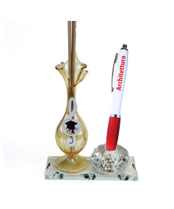 Profumatore PortaPenne in Cristallo Chiave di Violino Sol Cappello Tocco Laurea in Architettura Architetto Penna Diffusore Profumo