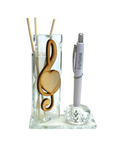 Profumatore PortaPenne in Cristallo Cuore Chiave di Sol Violino Battesimo Comunione Nozze Penna Diffusore Profumo