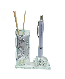 Profumatore PortaPenne in Cristallo Icona Calice Prima Comunione Bambino in preghiera Penna Diffusore Profumo