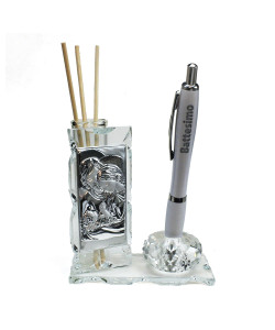 Profumatore PortaPenne in Cristallo Icona Sacra Famiglia per Battesimo Penna Diffusore Profumo