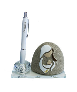 Profumatore PortaPenne in Cristallo Madonna e Bambino Santa Cresima Penna Diffusore Profumo