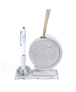 Profumatore PortaPenne in Cristallo Mondo Mappamondo Viaggi Fedi Anniversario di Nozze Matrimonio Penna Diffusore Profumo