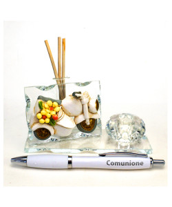 Profumatore PortaPenne in Cristallo Moto Motorino Vespa con Fiori Shabby Chic in Resina Prima Comunione Penna Diffusore Profumo