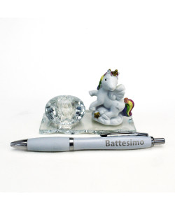 Profumatore PortaPenne in Cristallo Unicorno Arcobaleno Nuvola in Resina Battesimo Penna Diffusore Profumo