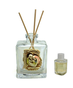 Profumatore Rettangolare in Vetro con Icona Sacra Famiglia Comunione Matrimonio Battesimo Diffusore per Ambienti Profumo