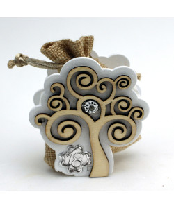 Sacchetto Sacchettino PortaConfetti in Juta con Albero della Vita e Quadrifoglio Festa 18 Anni Diciottesimo Compleanno Confettata