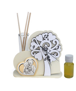 Profumatore Orologio Cuore in legno Albero della Vita Sacra Famiglia Nozze Matrimonio Diffusore Profumo