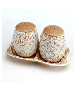 Sale e Pepe In Porcellana Shabby Chic Bianco e Beige Design Bomboniera Utile Matrimonio Nozze Anniversario