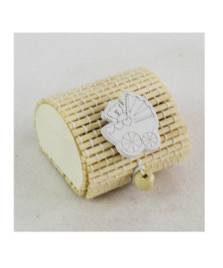 Scatolina Scatola Portaconfetti in Bambu Culla Culletta Bianca Passeggino Carrozzina Nascita Bambù Confettata Segnaposto