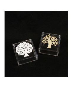 Scatola portagioie in plastica con Albero della Vita Life Tree in Legno Porta Confetti Confettata