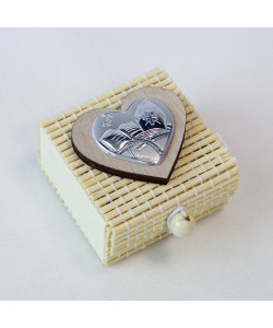 Scatolina per confetti in bambu bambù con Cuore per Cresima