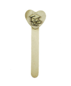 Segnalibro Cuore in Legno Cappello Pergamena Tocco Laurea Segnaposto Pensierino Confettata