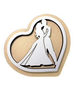 Calamita Magnete Cuore in legno Sposi Cuore Confettata Segnaposto