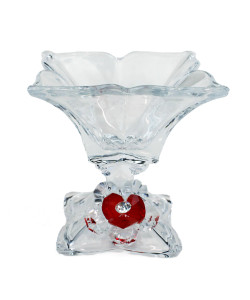 Svuotatasche Alzatina Centrotavola in vetro con Fiore in Cristallo Nozze Compleanno Comunione